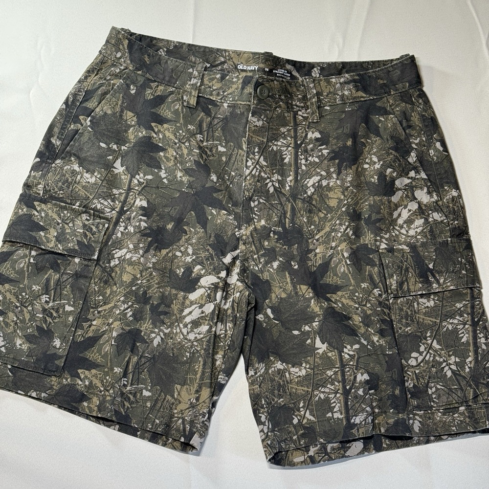 Old Navy Cargo Shorts‎ Mens 36 Camo Tree Hunting Lived In Flex Stretch